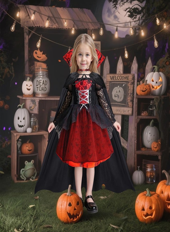 LOYO Vampire Costume for Girls - Light Up Halloween Costumes for Toddler Girl with Cape, Hair Clip, Choker, Dress Up for Kids (3-4 Years) - Image 5